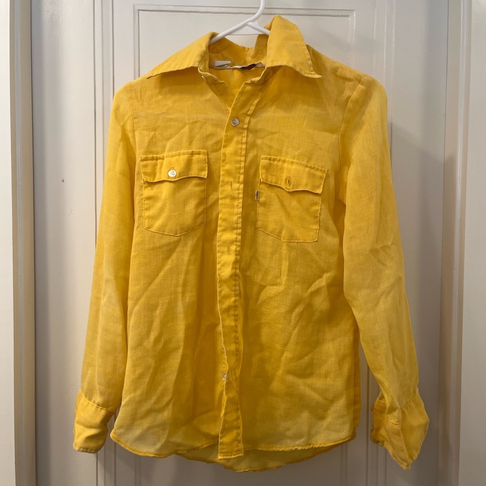 Vintage Levi’s button up western women’s shirt, yellow, XS/S